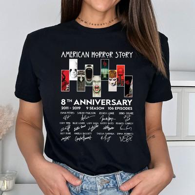 American Horror Story Stacked Logo Womens Comfortable Soft Retro Short Sleeve Tshirt Suitable for Fan Gifts