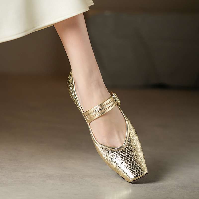 Krazing Pot Sheep Skin Summer Spring Autumn Low Heels Women Square Toe Mary Janes Shallow Pumps