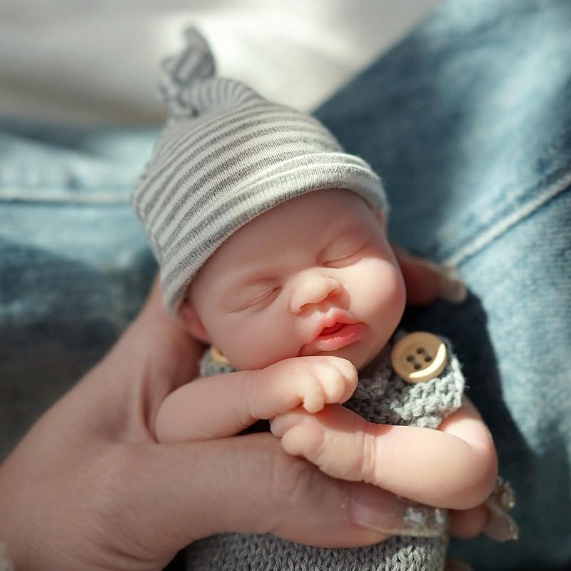 7" Micro Preemie Full Body Silicone Monkey Baby Doll Lux Lifelike Mini Reborn Doll Surprice Children Anti-Stress, Feel Real(Girl)