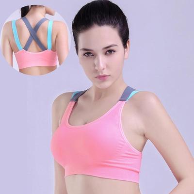 Women Padded High Support Sports Bra, Quick Dry Elastic Yoga Workout Vest for Running & Fitness