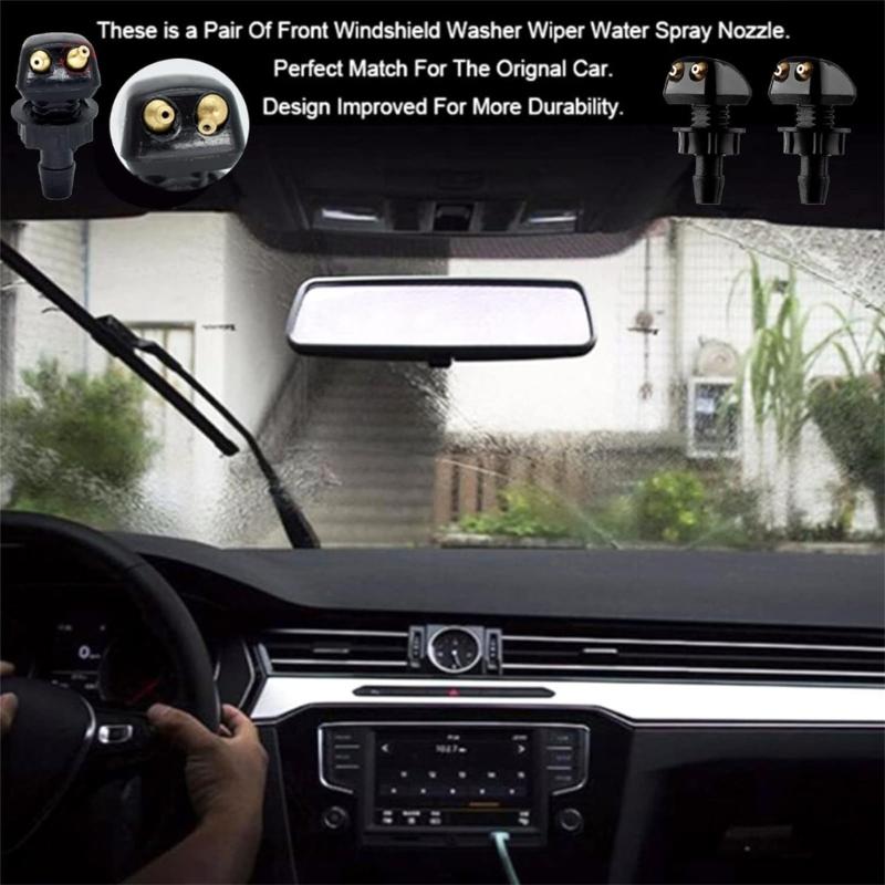 Universally Front Windshield Wiper Arm Washer Nozzle Spray Unit with 2 Holes Wiper Water Spray Jets