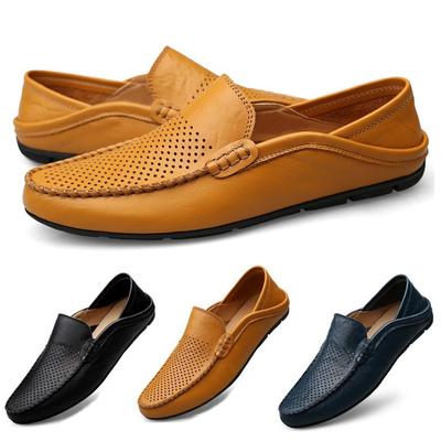 Men Genuine Leather Casual Shoes Male Comfortable Punch Beanie Shoes Men's Loafers Male Slip-on Office Work Shoes Zapatillas
