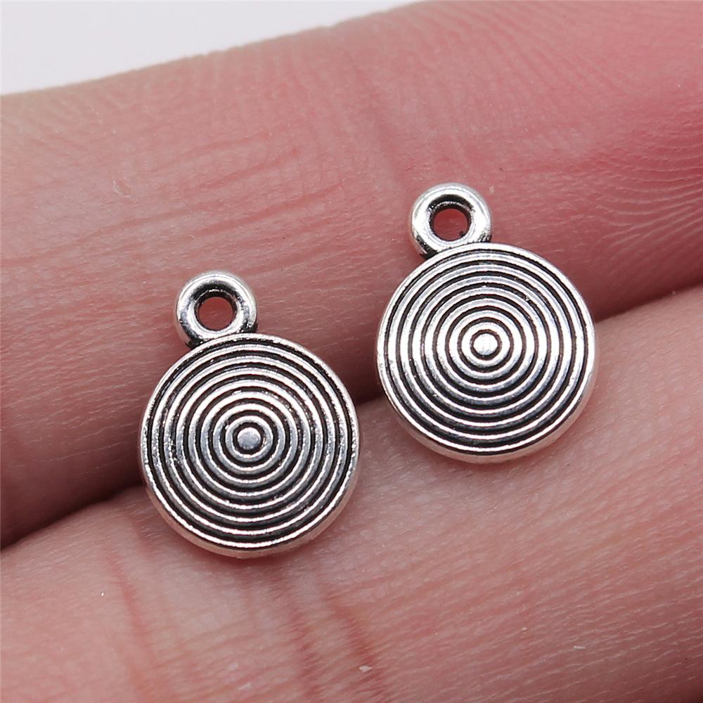 10pcs Round Circle Tibetan Bronze Silver Color Pendants Antique Jewelry Making DIY Handmade Craft Charms For Jewelry Making