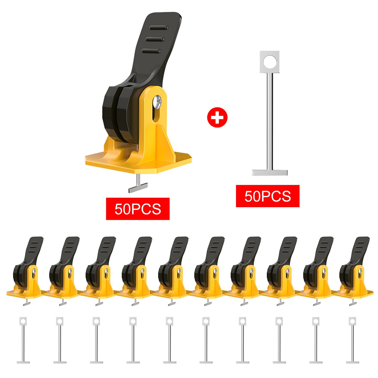

50pcs Plastic Clips Floor Wall Tiling Spacers Strap Tile Flat Leveling System Tools