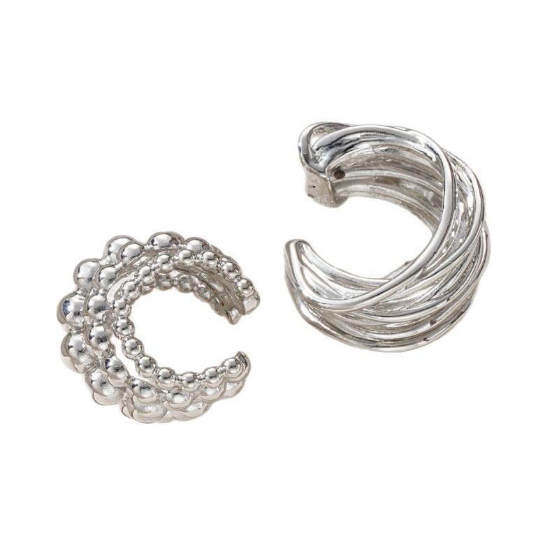 2Pcs/Set Punk Gothic C-Shaped Line Clip Earrings for Women Simplicity Irregular Without Piercing Earrings Fashion Jewelry Gifts