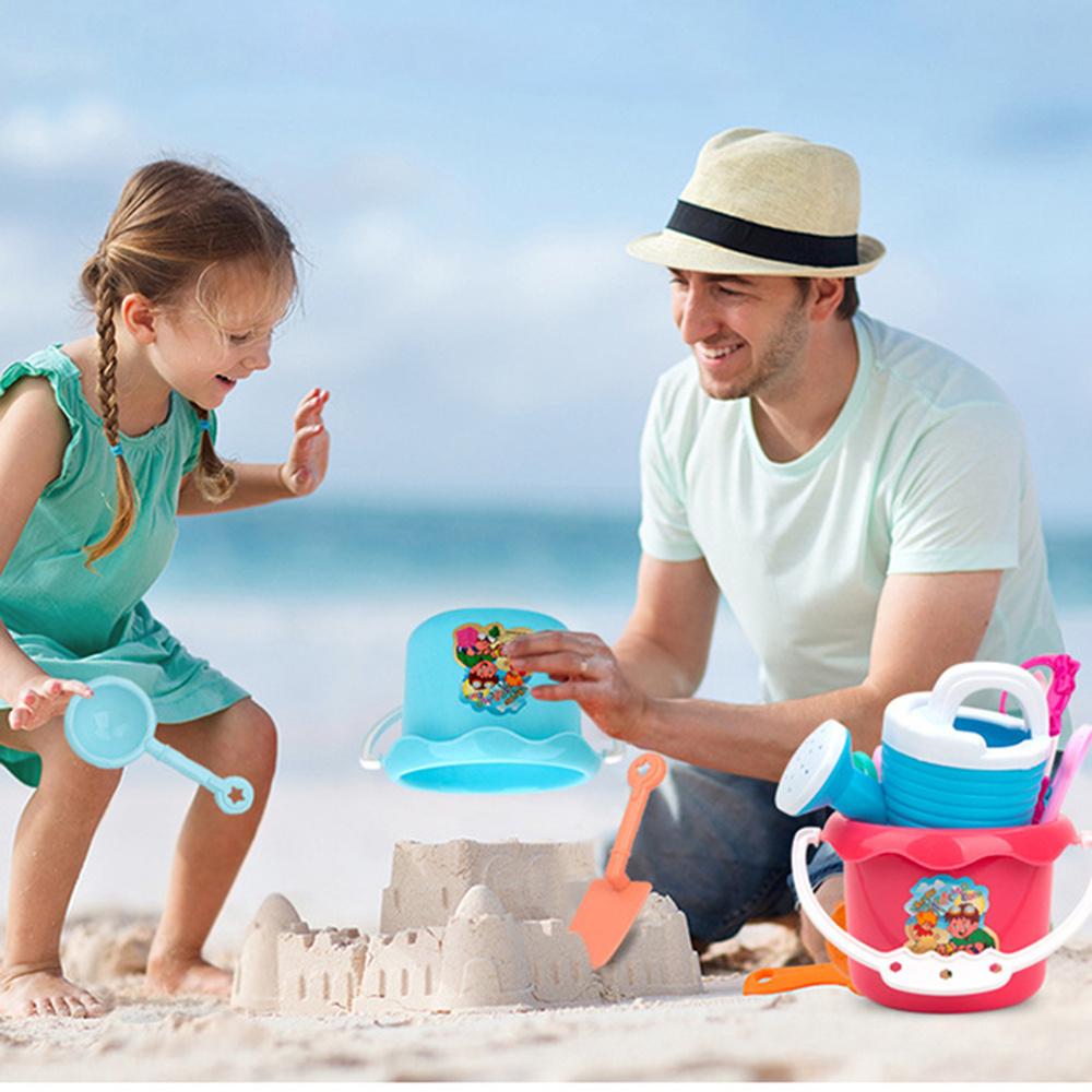 Multicolour Beach Toys Set Reusable Beach Bucket Shovel Water Toys For Children