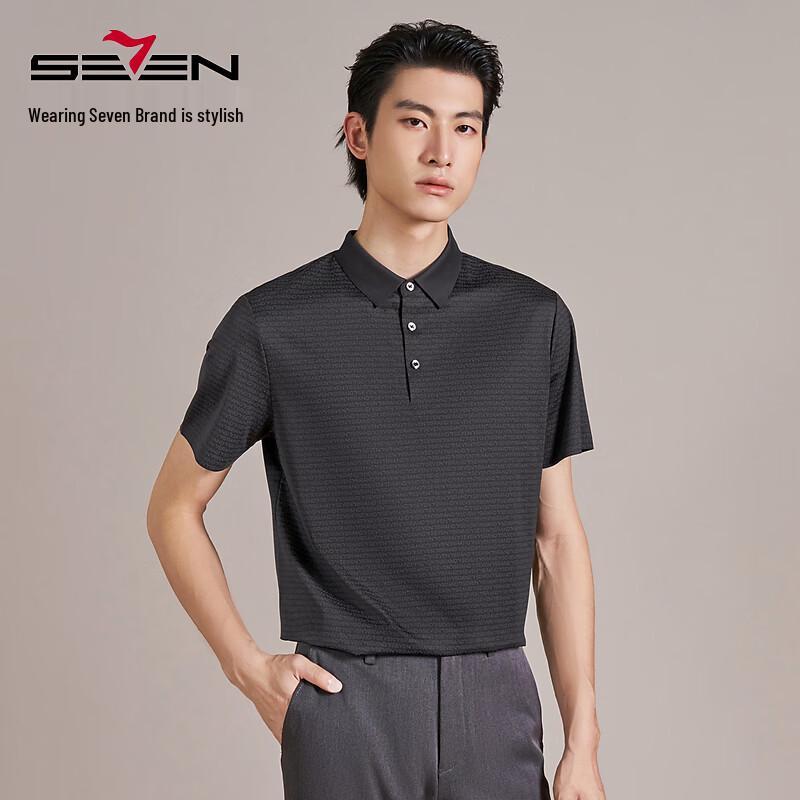 SEVEN Men s Seamless Silk Blend Print Short Sleeve Polo Shirt 3XL