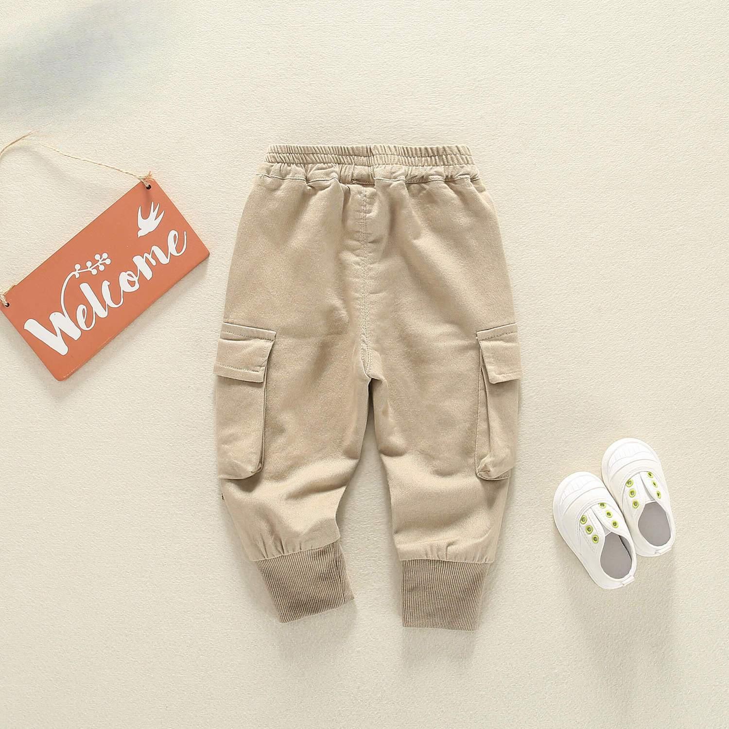 

Детские брюки Осенняя одежда для мальчиков Модные повседневные брюки Рабочие брюки для мальчиков 130 хаки