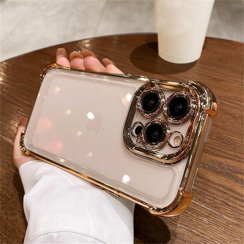 Luxus galvanisierte transparente Handyhülle für iPhone 14 13 12 11 Pro Max Plus X Xs XR Max Stoßstange stoßfeste klare Hüllen Abdeckung