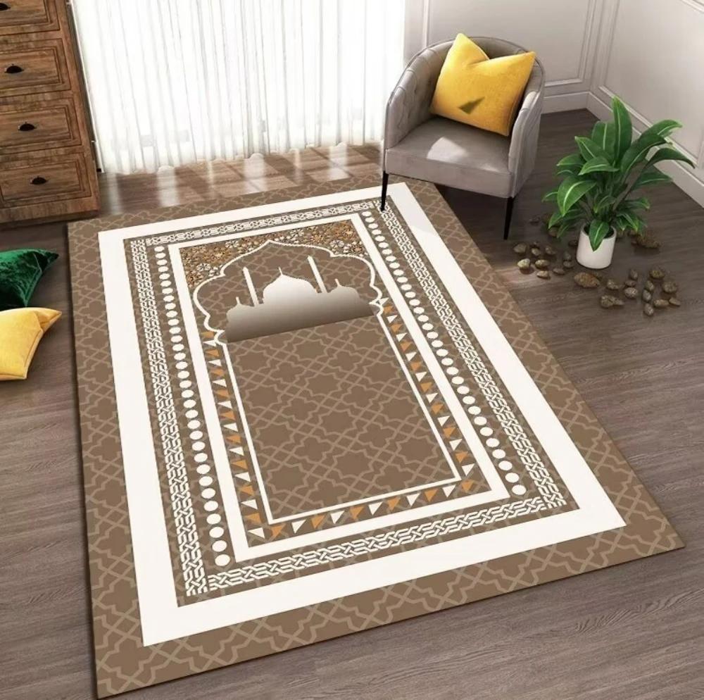 Ramadan Muslim Prayer Mat Halal Carpet for Bedroom Decor Living Room Anti-slip Rug Machine Washable Carpet Entrance Doormat