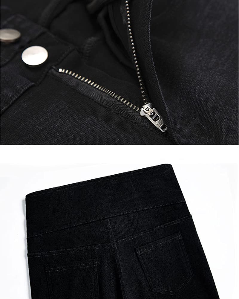 HIMATI Stretch Skinny Long Solid Black Women's High-Waisted Leggings, Length, Elastic, Color, (QBK-3K-L)