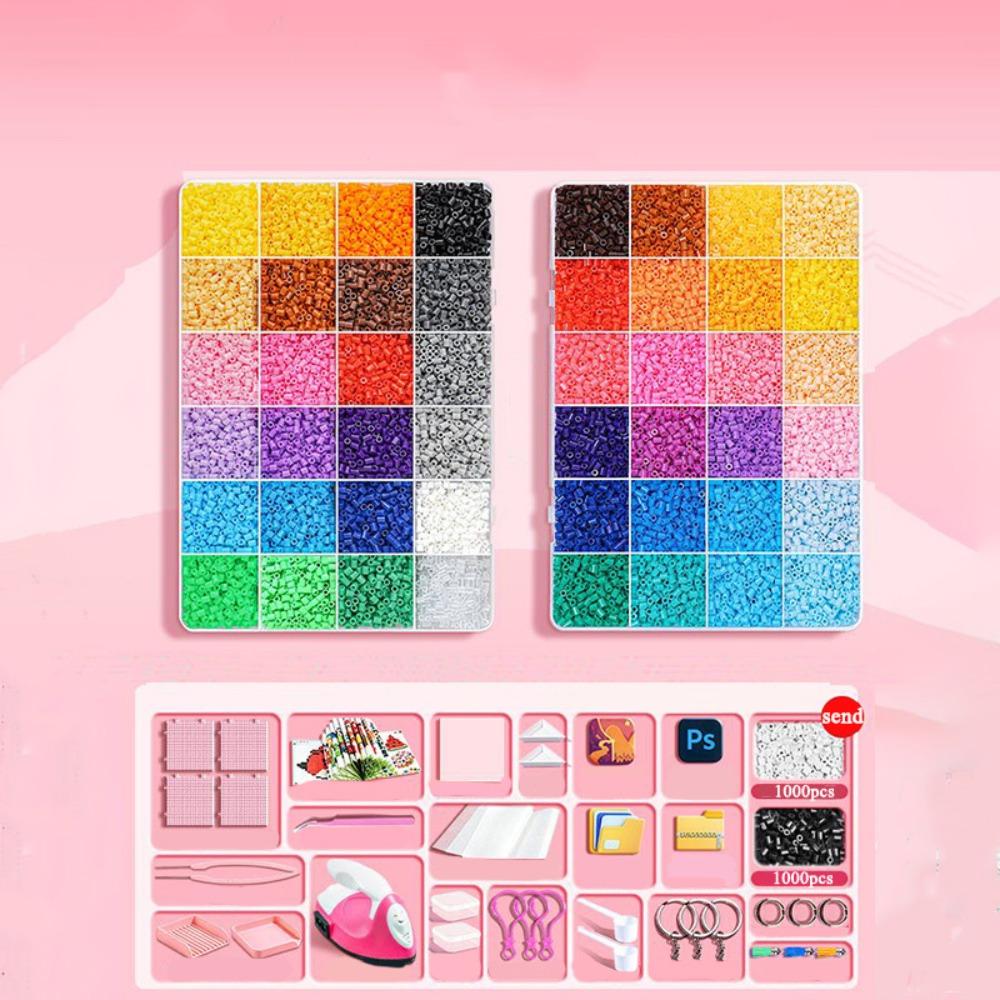 DIY Bean Splicing Tool Set Colorful Handicraft Toys Kit Handmade Iron-on Bead Craft Kit  Kids Gift