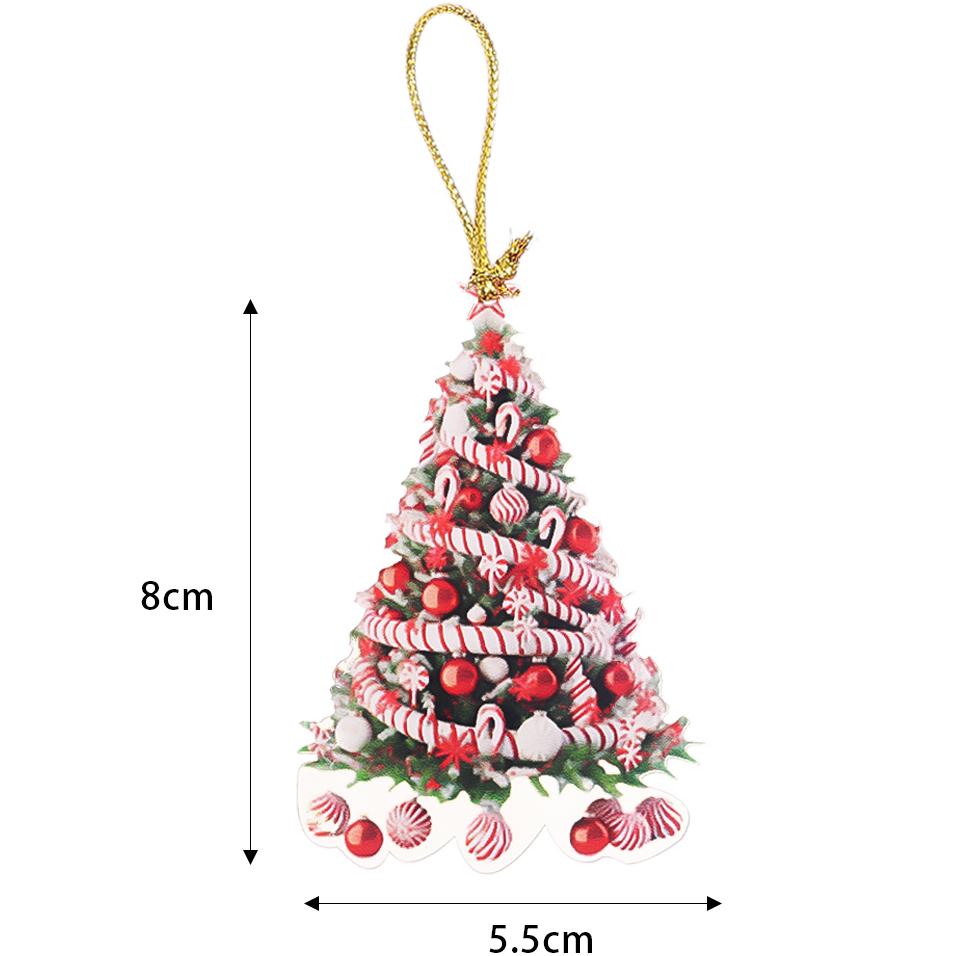Christmas Tree Pendant Flat Hanging Ornaments Acrylic Gifts Pendant DIY Glitter Colorful Decorations Xmas Indoor Party Decor