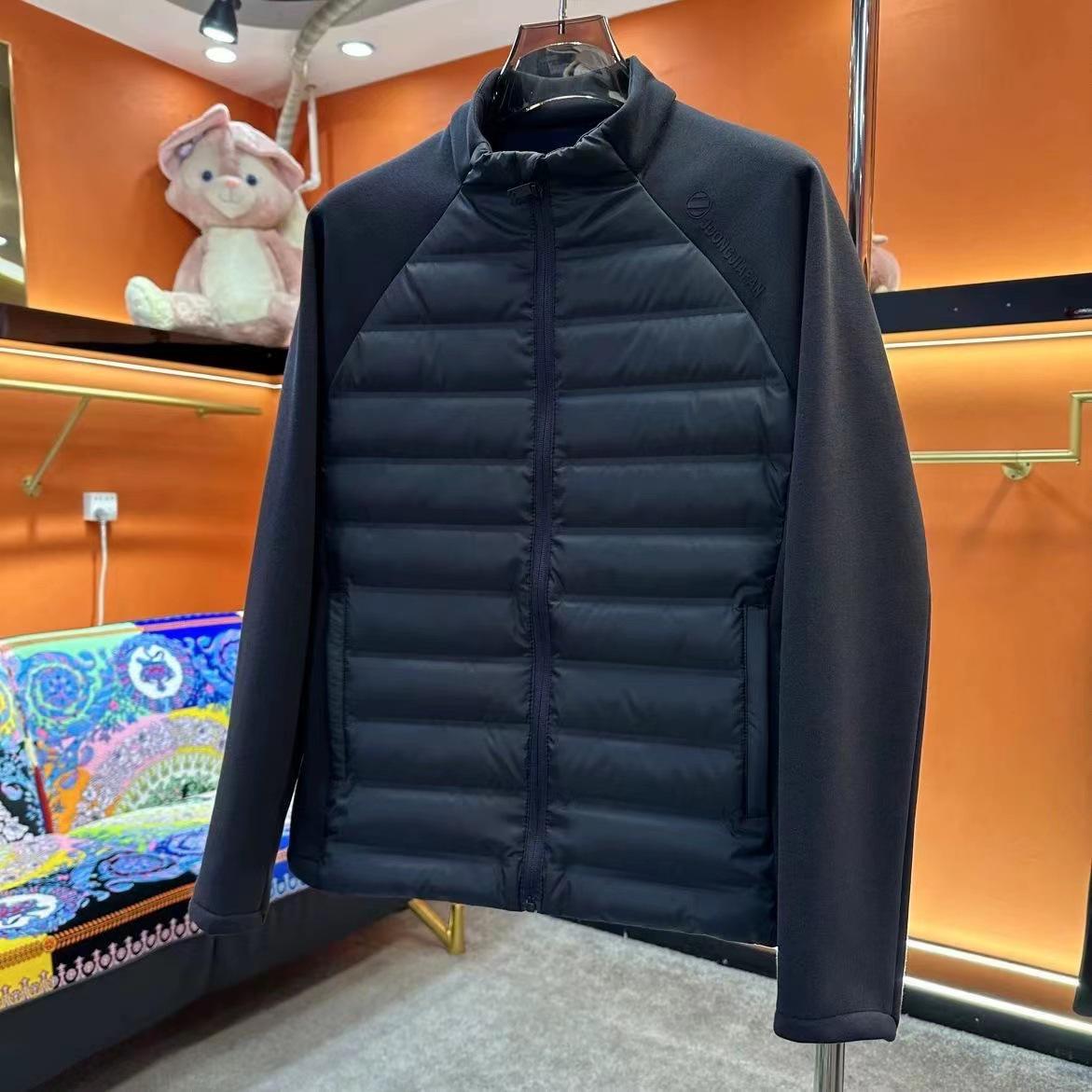 

2023 Men s Winter Patchwork Stand Collar Lightweight Down Jacket - Casual & Stylish 4XL (185-200 jin) синий