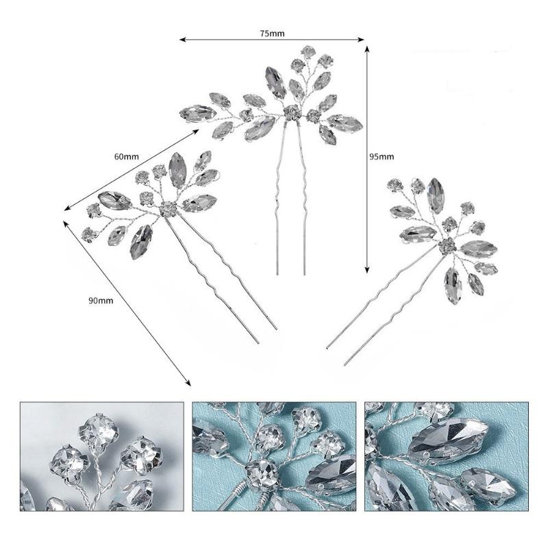 

3Pcs Bride Elegant Hair Pins Leaves Hairpin Headwear For Women Party Jewelry Hair Accessories