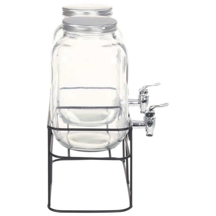 VidaXL 2 pcs Distributeurs de boissons avec support 2 x 4 L Verre