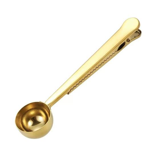 2-in-1 Löffel und Beutelclip, Messlöffel aus Edelstahl, Multifunktionaler Pulverversiegler für Milchkaffee, Luftdichter Clip