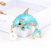 Cartoon Handgefertigt Legierung Öltropfen Delfin Perle Brosche Damen Accessoires Exquisit Ethnischer Stil Hypoallergen Luxus Emaille Brosche Langlebige Farbe