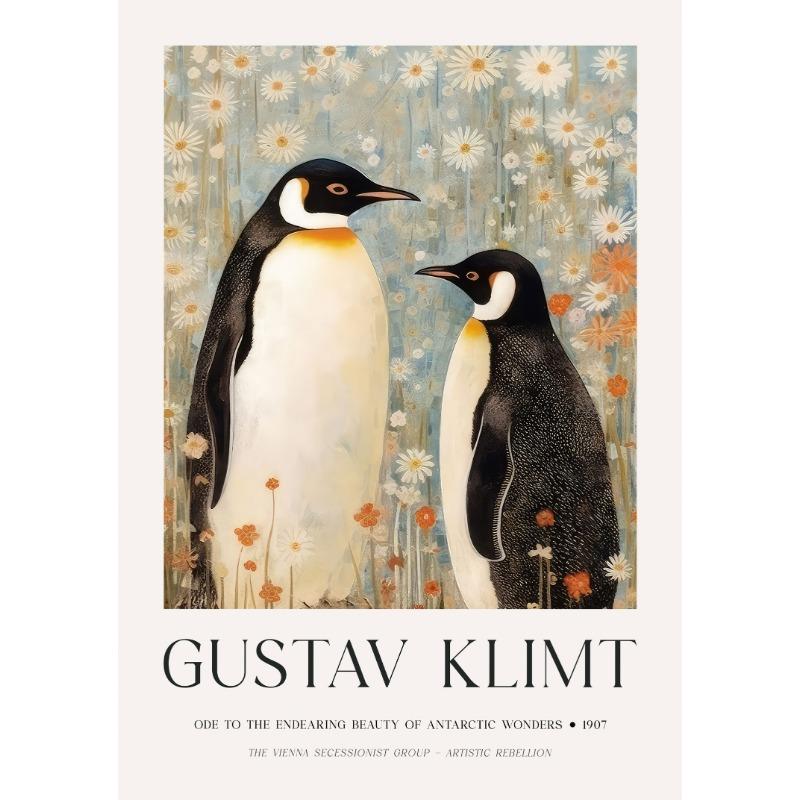 

Vintage painting Gustav Klimt Nordic Flower Animal Peacock Llama Royal Bengal Poster Canvas Painting Wall Art Picture Home Decor 21cm×30cm NoFrame