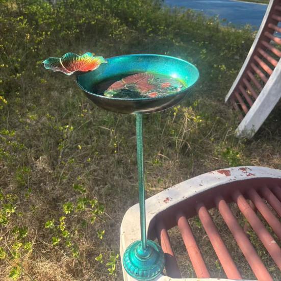 Bird Bath And Feeder Metal Bird Bath with Lotus Leaf Design Bird Feeder Outside Standing
