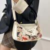 Versatile cartoon animation printed shoulder bag large capacity women's leisure messenger bag going out dumpling bag