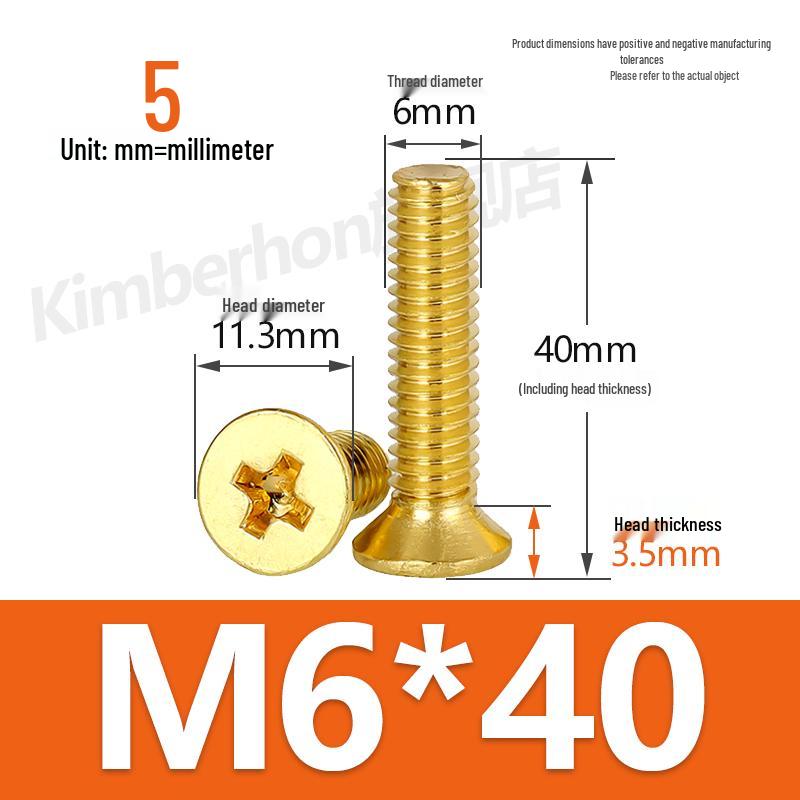 Copper Phillips Countersunk Head Machine Screws, Sizes M2–M4, Lengths 6/8/10/12mm