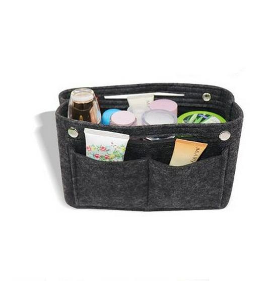 Multifunctional Women's Travel Felt Cosmetic Bag with Snap Closure, Large Capacity for Storage
