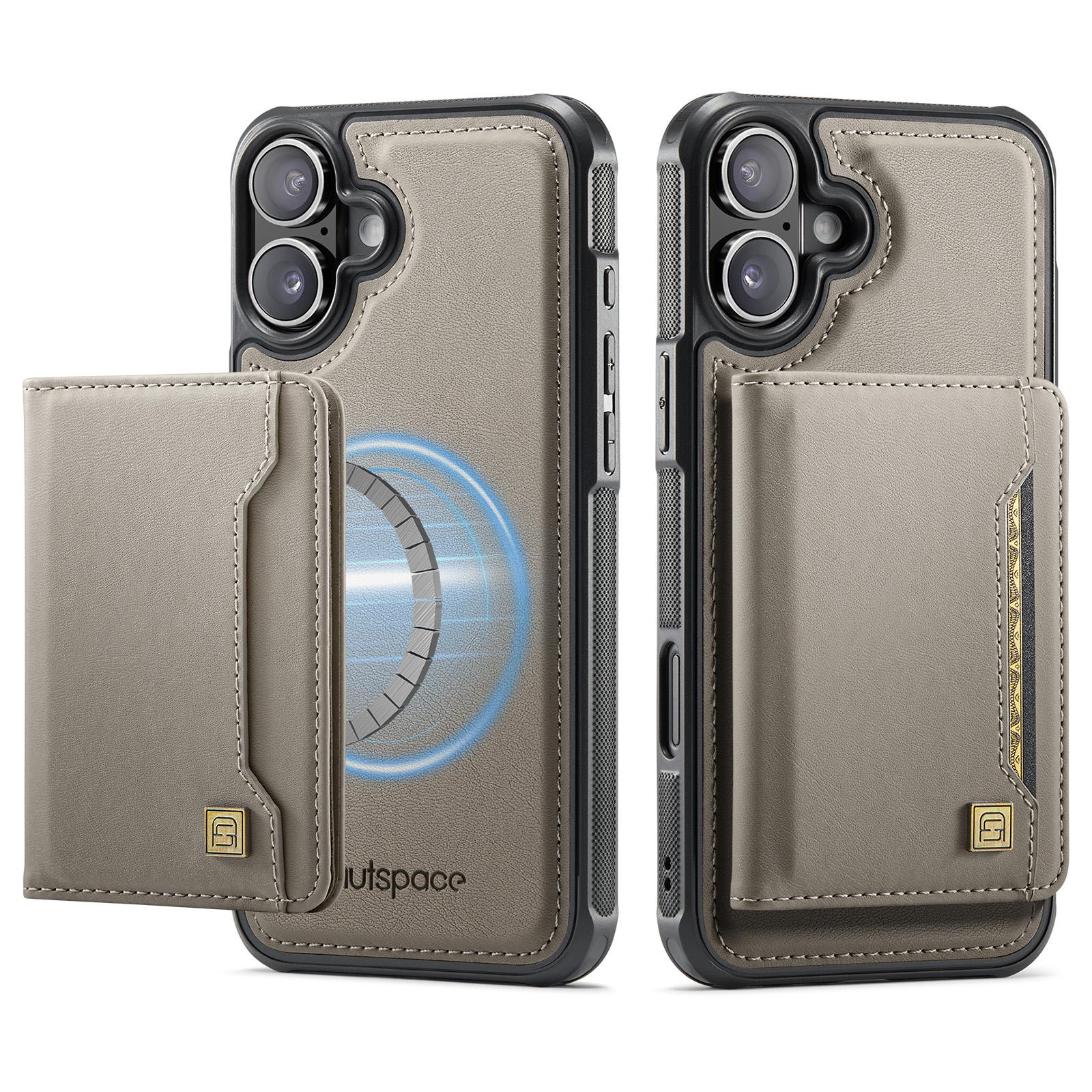 

2 в 1 Съемный Магнитный Кошелек с Отделением для Карт Кожаный Чехол Для iPhone 16 Pro Max 15 Plus 14 13 12 Для Magsafe Съемный Чехол-Сумка For iPhone 16 Pro Max серый