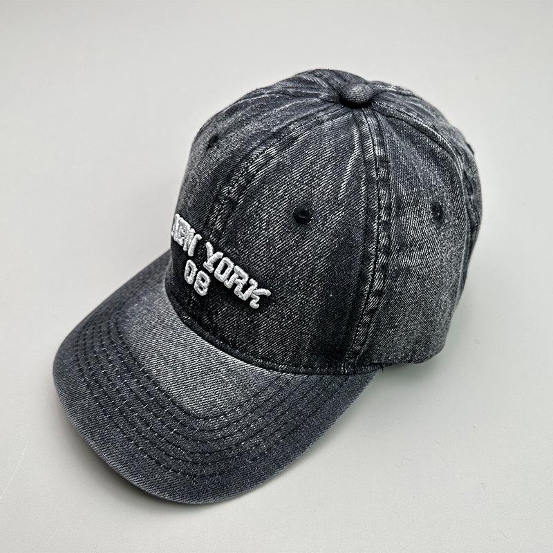 Versatile Fashion Embroidered Denim Letter Washed Sunshade Korean Baseball Cap Men S And Women S Trend Breathable 56-60cm