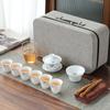 White Porcelain Tea Art Teaching Tea Set Travel Portable Bag Ceramic Kung Fu Tea Set Tea Artist Training Examination