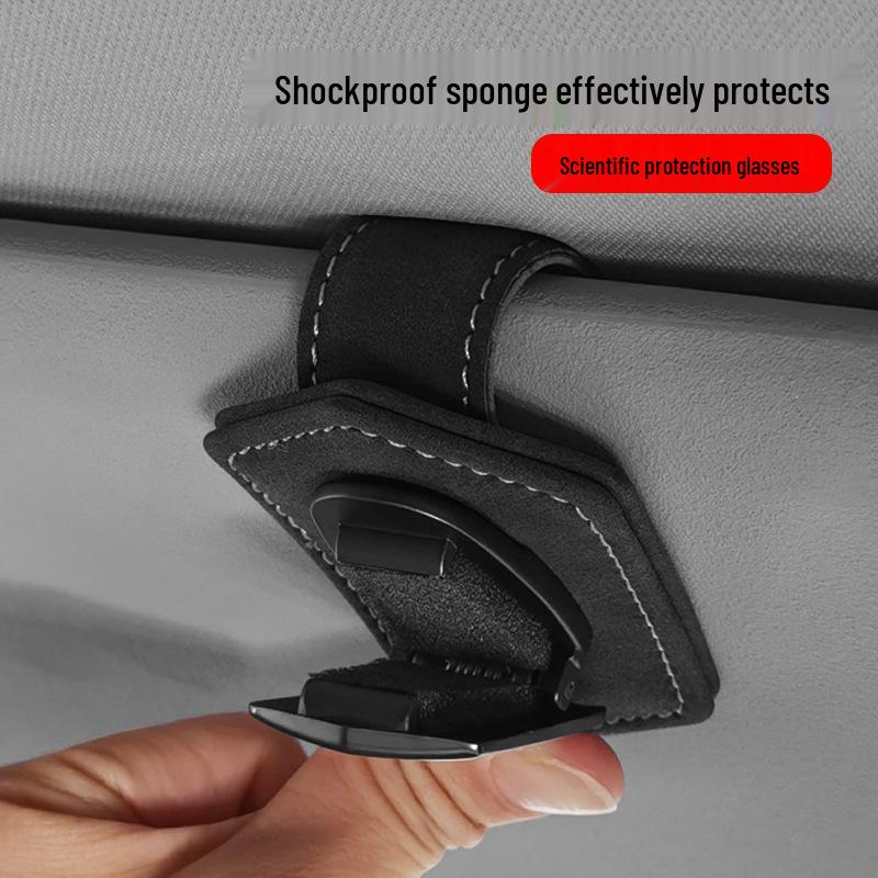 Suède Autobrillencliphouder voor Zonneklep - Past op BYD, Tesla, Mercedes-Benz, BMW