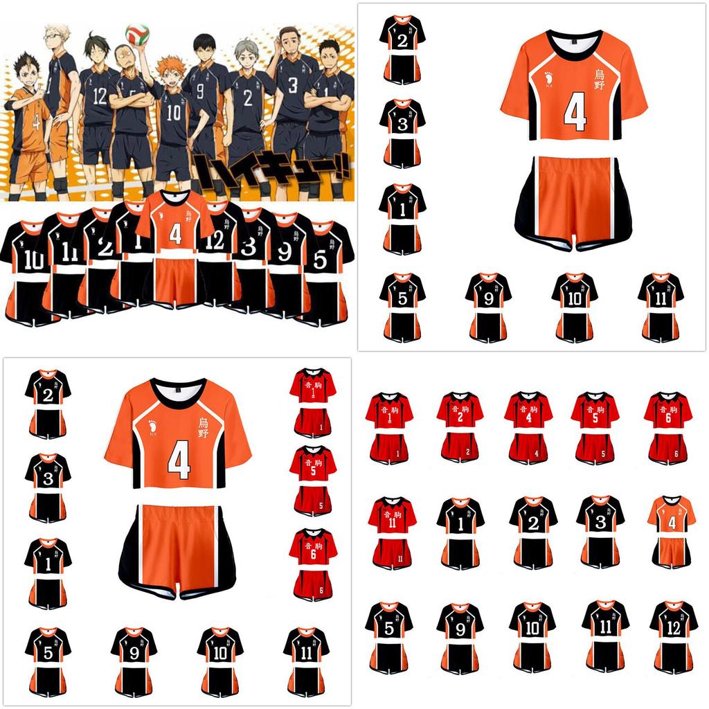 Vibrant Haikyuu Karasuno Nekoma High School 3d Printed Women Costume Comfortable Short Sleeve Tshirt And Shorts