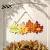 Harvest Festival Wall Ornament Autumn Welcome Sign with Hanging Rope for Front Door Rustic Maple Leaf Shape Wood Wooden Plaque Decor Pumpkin