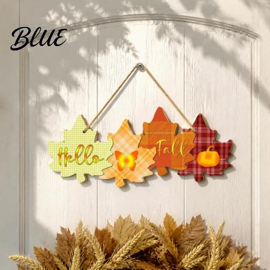 Harvest Festival Wall Ornament Autumn Welcome Sign with Hanging Rope for Front Door Rustic Maple Leaf Shape Wood Wooden Plaque Decor Pumpkin