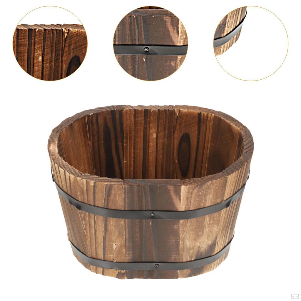 Dřevěné květinové hlavy sudové květináče s drenážním otvorem pro okenní truhlíky