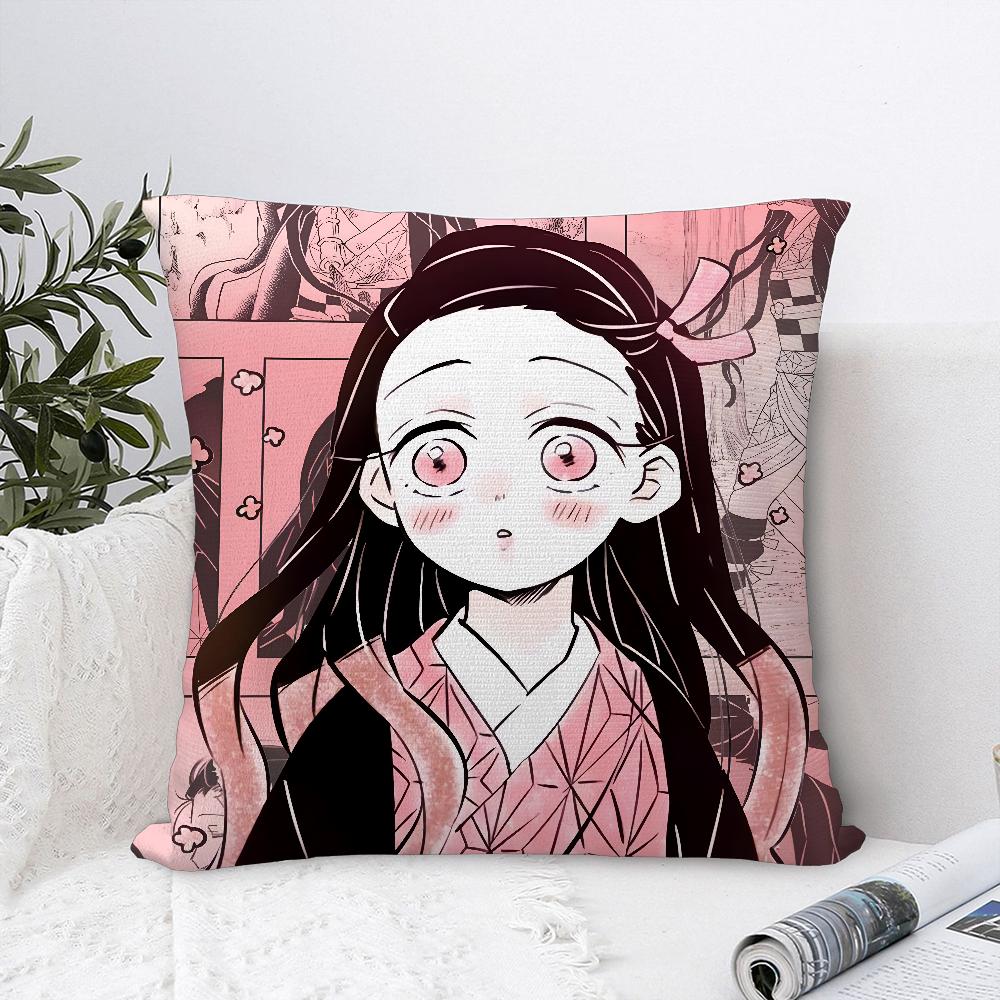 Anime D-Demon Slayer Cute Pillow Case Plush Fabric Soft Pillowcase Double Sided Print Cushion Cover Throw Pillow Cover