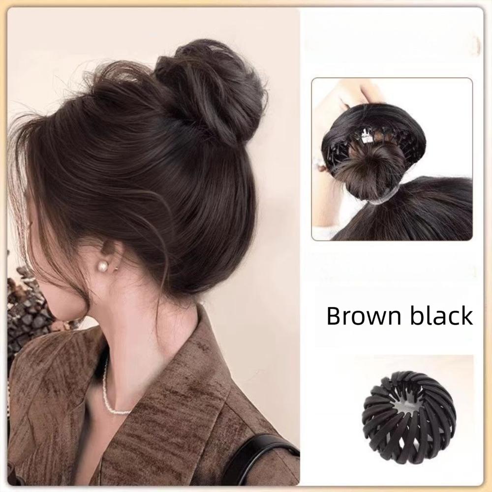 

Elastic Hair Bun Claw Clip Natural Hairpiece Scrunchies New Bun Head Wig Hair Accessories Brown Black