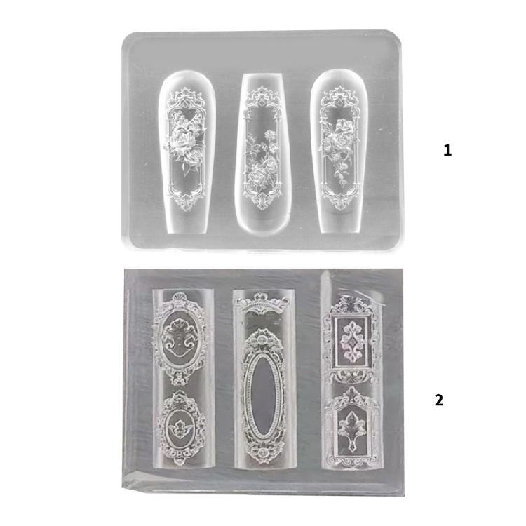 Multipurpose Nail Art Template Tool Rose Window Silicone Nail Art Mold Embossing Carving Templates for Nail Enthusiasts