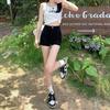 Summer 2024 Women's Black High-Waist Slim Denim Shorts, Korean Edition