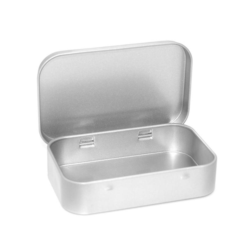 

Convenient Small Metal Tins with Lid Tinplate Slide Cover Jewelry Case 40JA серебряный