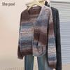 Women's V-Neck Striped Short Knit Cardigan