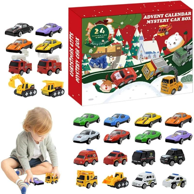 24 Stück Rückziehautos Spielzeug Set Weihnachts-Countdown Adventskalender Kinder Große Sammlungsset Weihnachtsfeier Mitgebsel
