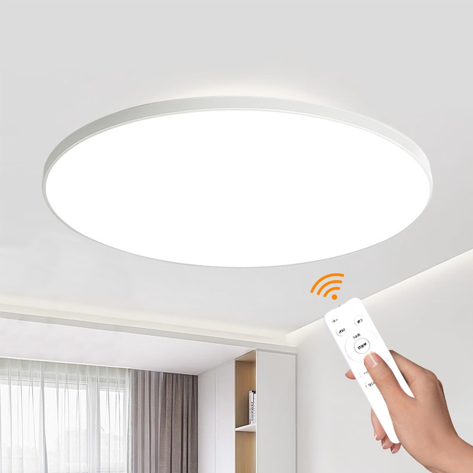 

KEEBRIGHT LED Ceiling Light, 24W, 10-Level Dimming, Daylight White, Compact, Night Light Mode, Remote Control, Memory Function, Slim, Energy-Saving,