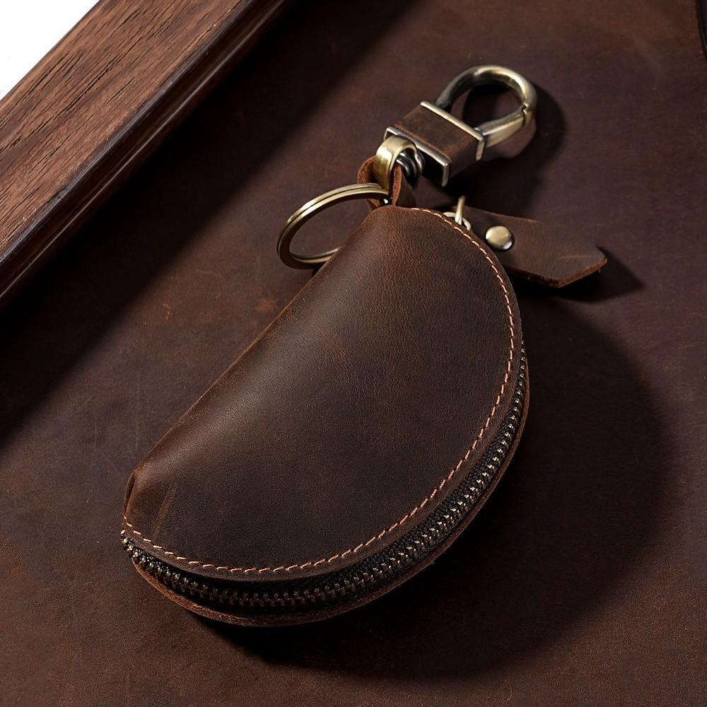 Crazy Horse Leather Car Key Pouch Genuine Leather Key Holder  for Secure Keys Storage