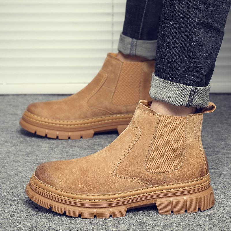 Autumn Shoes for Men Boots High Tops Genuine Leather Casual Shoes Outdoor Fashion Ankle Boots