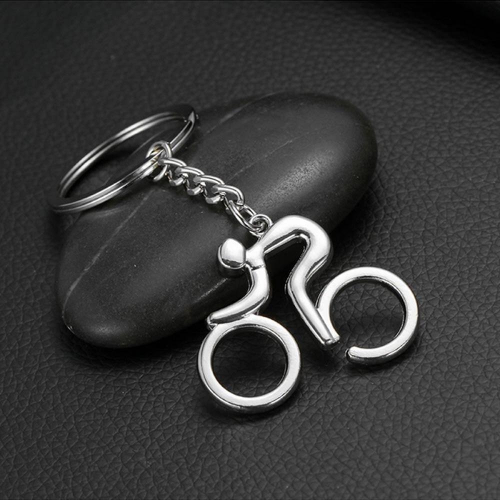 Metal Sporty Man Road Bicycle Figure Keychain Keyring Trinket Souvenirs Creative for Bike Cycling Biker Chain Hanging Accessorie