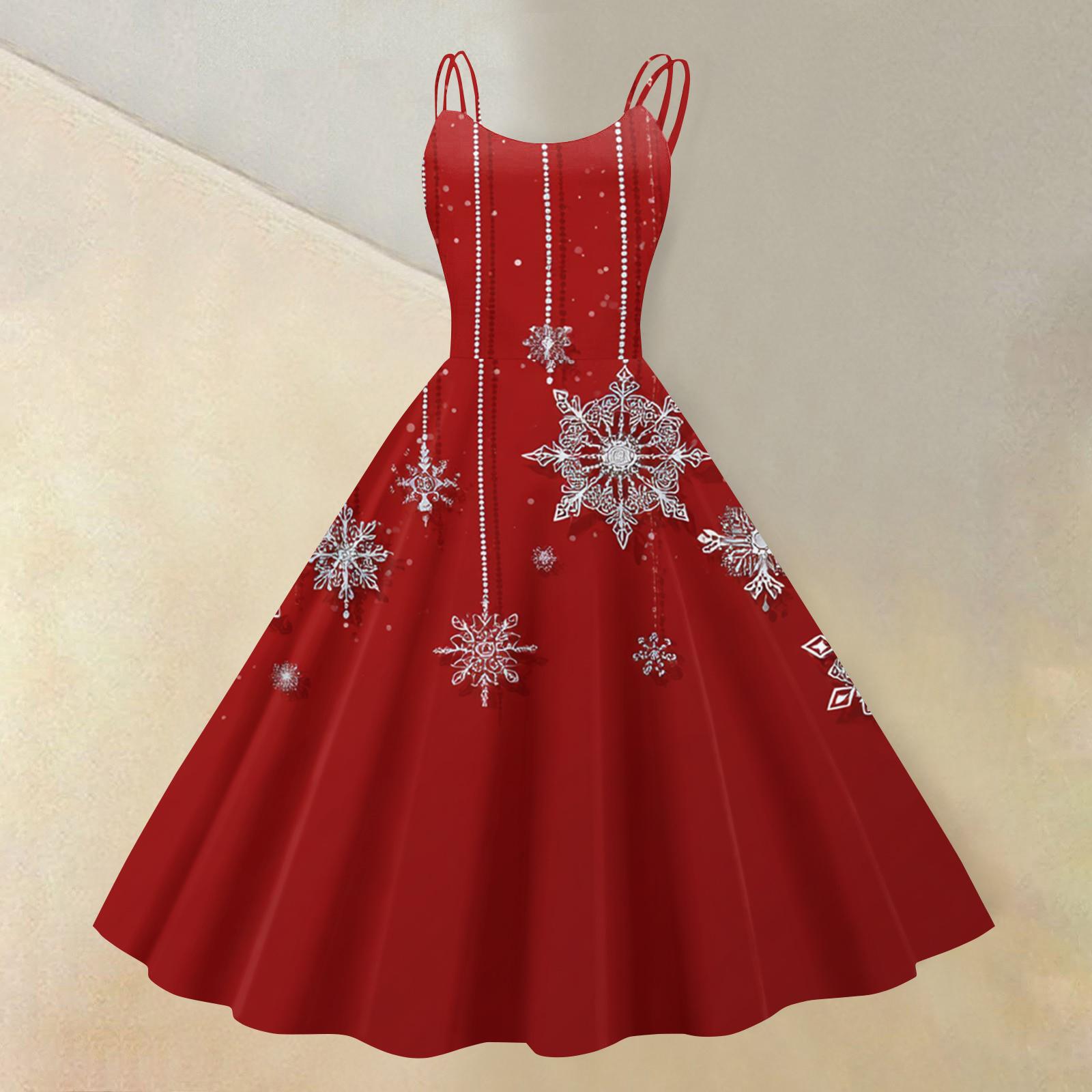 

Women s Christmas Print Sexy Off-the-Shoulder Punk Retro Dress L