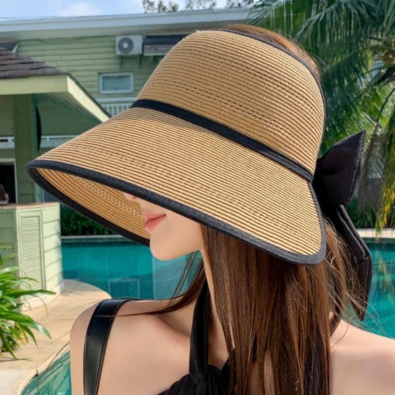 Big brim straw woven sunscreen hat fashionable empty top beach sun hat summer seaside travel versatile straw hat