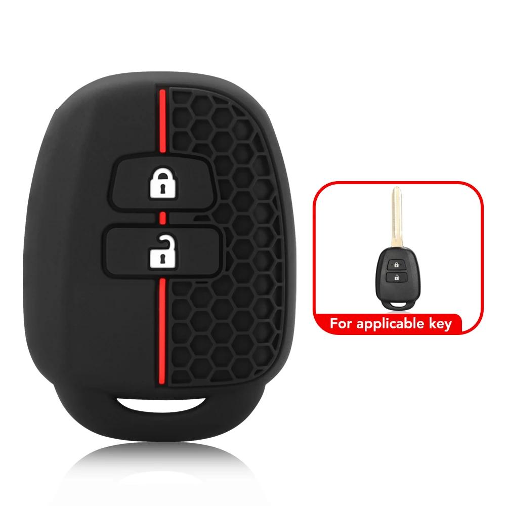 Silicone Remote Key Case Fob Shell Cover for Toyota Aqua Ractis Vitz RAV4 HiAce Land Cruiser Skin Holder 2 Button 2010-2019