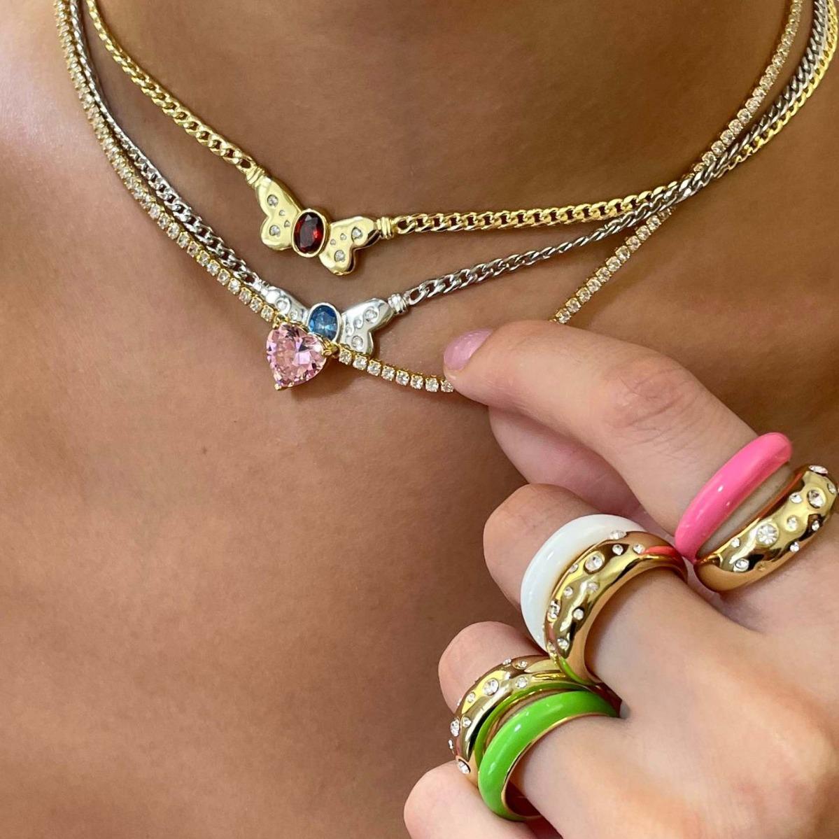 

Titanium Steel Color-Preserving Butterfly Heavy Industry Zircon Necklace Snake Bone Necklace Light Luxury Collarbone Chain Stacked Accessories